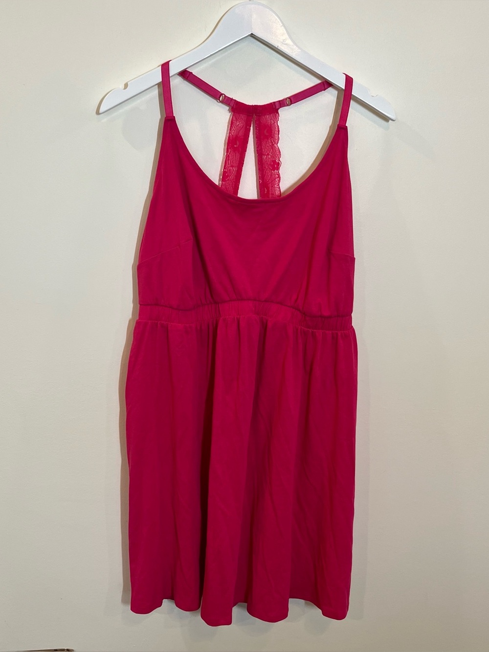 Sleep by Cacique Pink Solid Scoop Neck Strappy Lace Back  Dress Plus 18/20 NWT